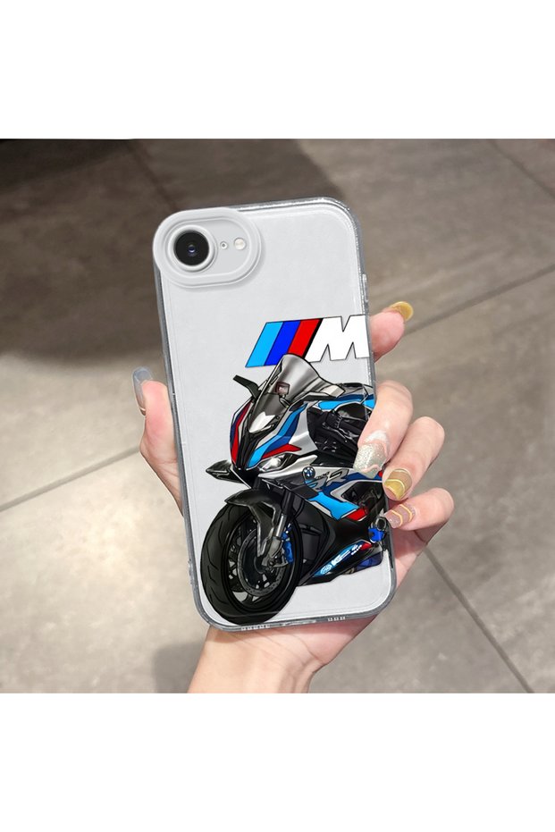 iPhone 17E Compatible Transparent Camera Protected Bear Airbag Soft Silicone Phone Case Bmw Pattern