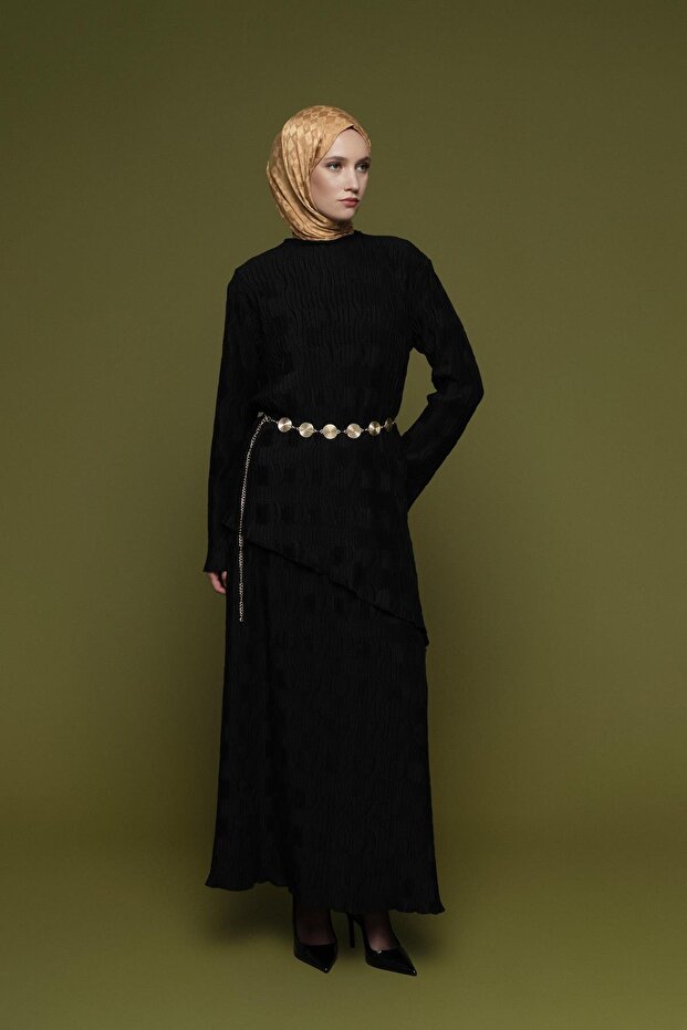 Jakarlı Örme Takım Siyah - 1