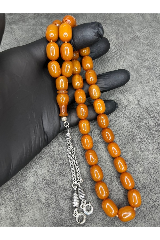 Large Size Old Collectible High-End Crimped Amber Prayer Beads