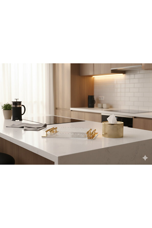 طقم صواني تقديم مع علبة مناديل - 5