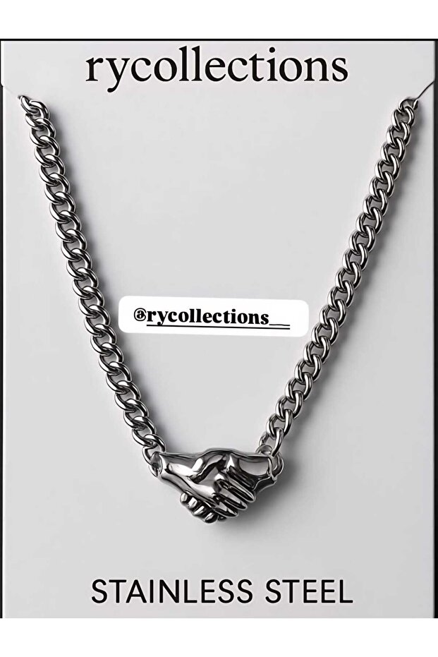 Silver Color 2 Pieces Magnetic Hand-In-Hand Couple Lover Necklace