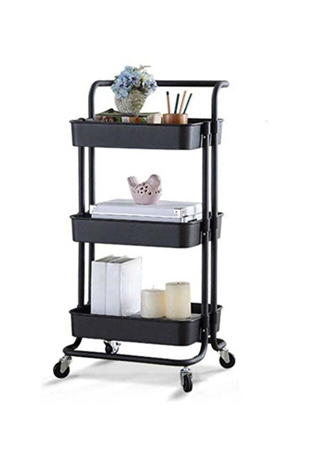 Multi-functional Storage Cart with 3 Layers - Black