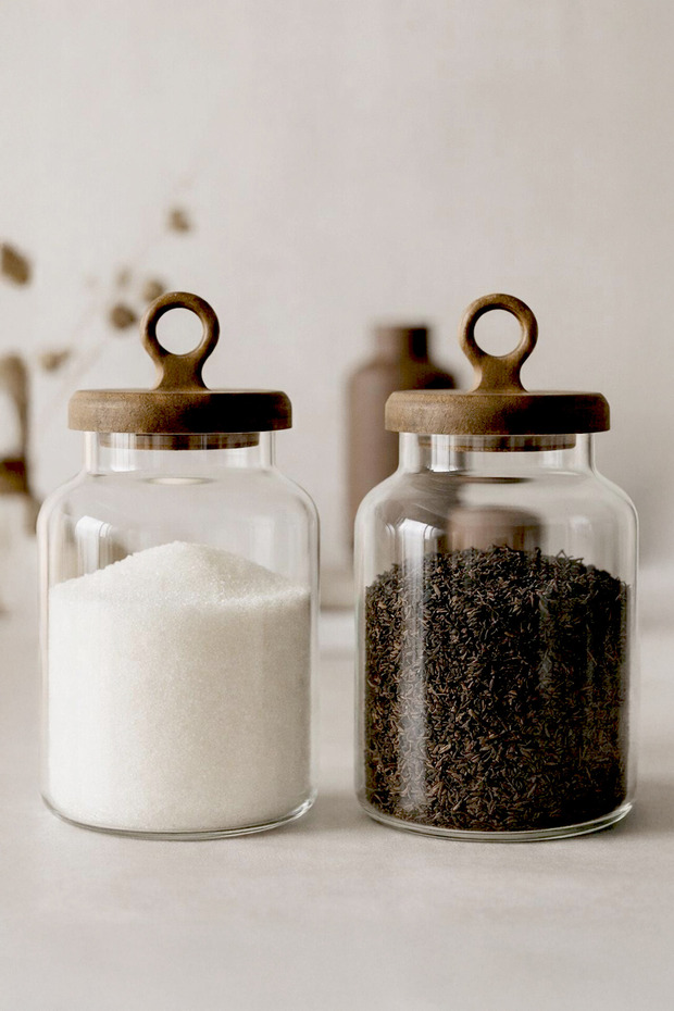 Bohemia Set of 2 Borosilicate Jars with Acacia Lids and Handles, Spice Jars, 400 ml