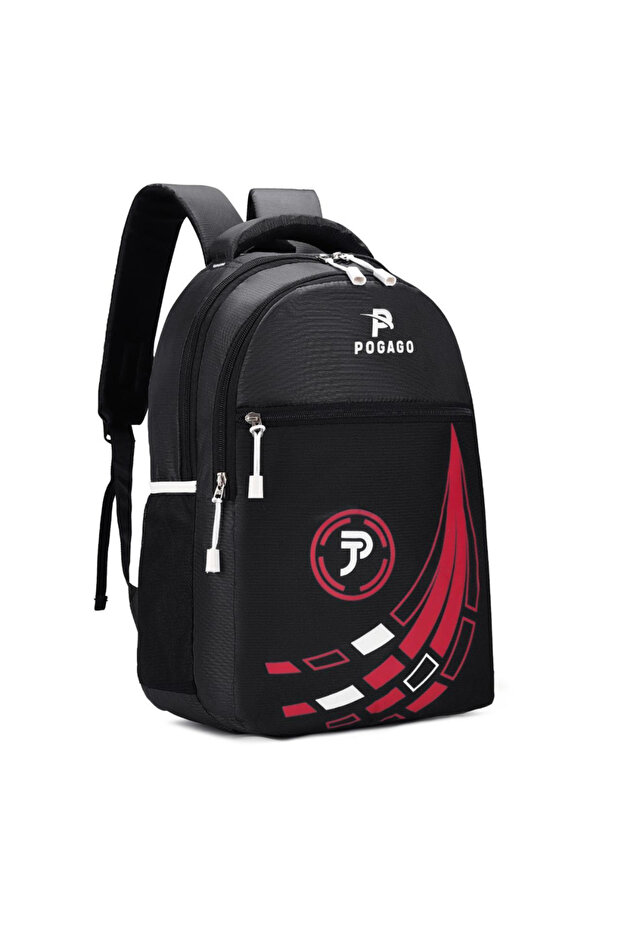 3 Zipper Polyester Backpack 15.6 Inch Laptop Compartment 6 Compartments Office Travel School Bag