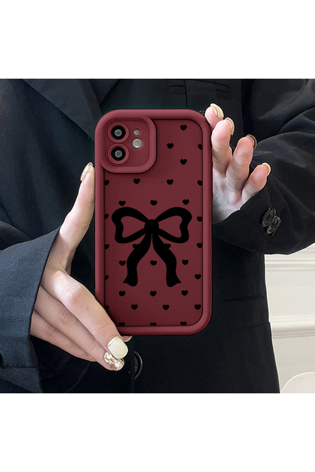 حافظة هاتف من مادة السيليكون مقاومة للصدمات بنمط فيونكة متوافقة مع هاتف آيفون 8 - 5