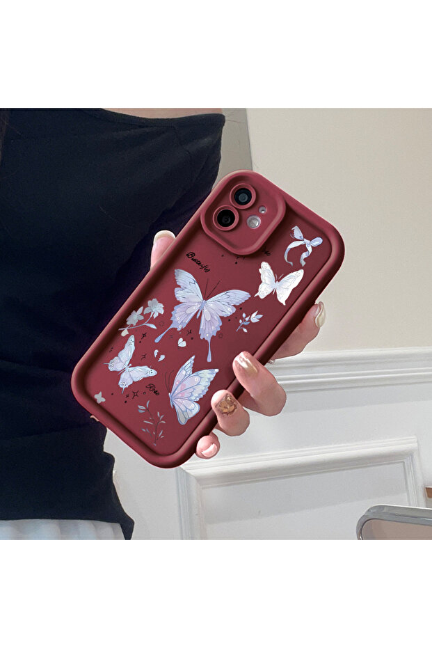 حافظة هاتف من مادة السيليكون مقاومة للصدمات بنمط الفراشة متوافقة مع هاتف آيفون 14 بلس - 4