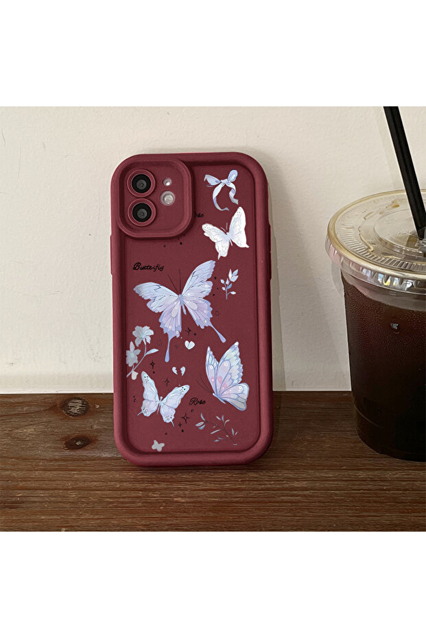 حافظة هاتف من مادة السيليكون مقاومة للصدمات بنمط الفراشة متوافقة مع هاتف آيفون 14 بلس - 5