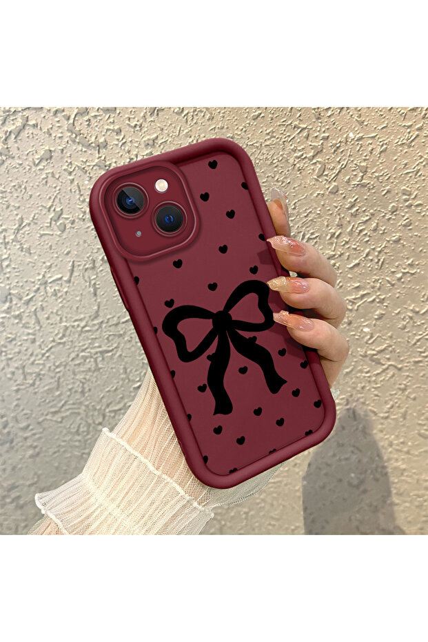 غطاء هاتف من مادة السيليكون مقاوم للصدمات بنمط فيونكة متوافق مع هاتف آيفون 15 - 2