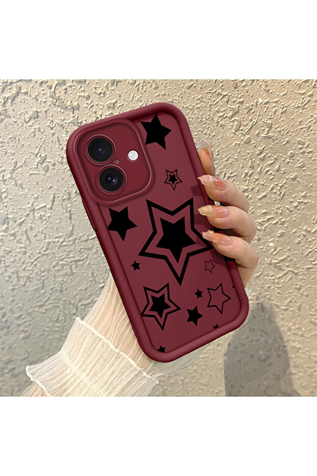 غطاء هاتف من مادة السيليكون مقاوم للصدمات بنمط نجمة متوافق مع آيفون 16 - 2