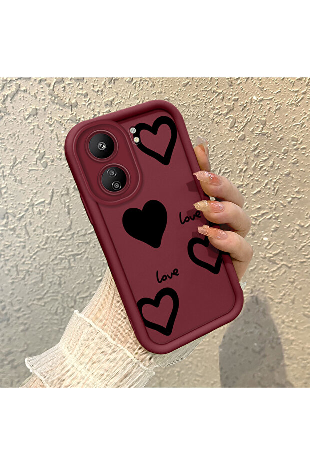 حافظة هاتف بنمط قلب مقاومة للصدمات من مادة السيليكون متوافقة مع هاتف Poco C65 - 2