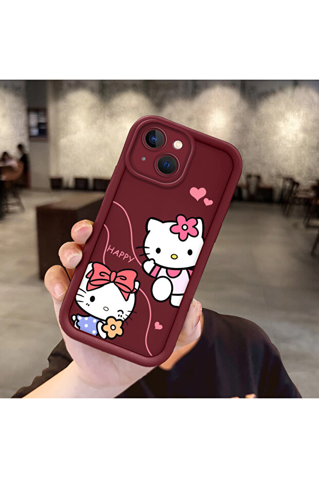 حافظة هاتف من مادة السيليكون مقاومة للصدمات بنمط كيتي متوافقة مع هاتف آيفون 14 بلس - 1