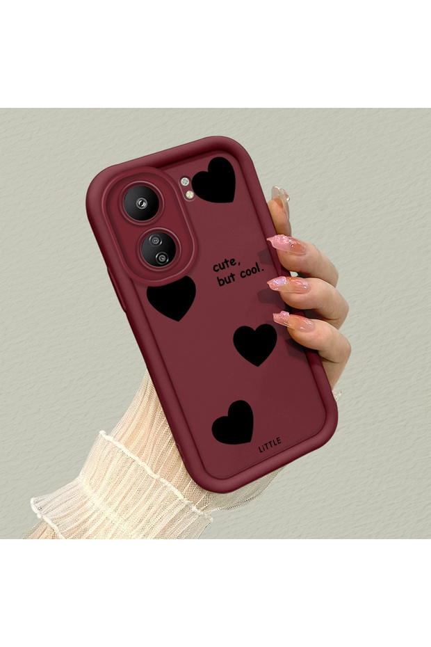 حافظة هاتف بنمط قلب مقاومة للصدمات من مادة السيليكون متوافقة مع هاتف Poco C65 - 2