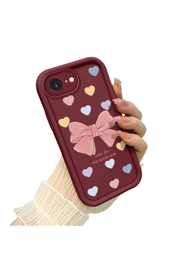 غطاء هاتف من مادة السيليكون مقاوم للصدمات بنمط فيونكة متوافق مع آيفون 16e - 3