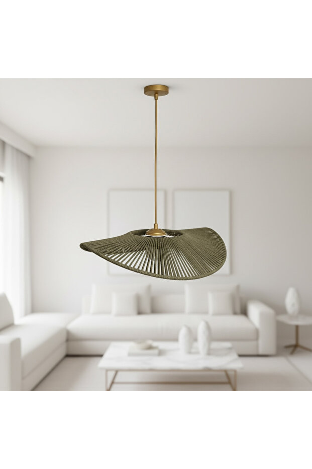 Hasır Sarkıt Avize / Bohem avize / Salon Modern Avize / Hasır Rattan Bambu Avize/Pinterest Avize - 1