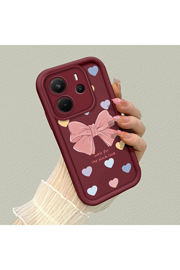 حافظة هاتف من مادة السيليكون مقاومة للصدمات بنمط فيونكة متوافقة مع هاتف Redmi Note 14 - 2