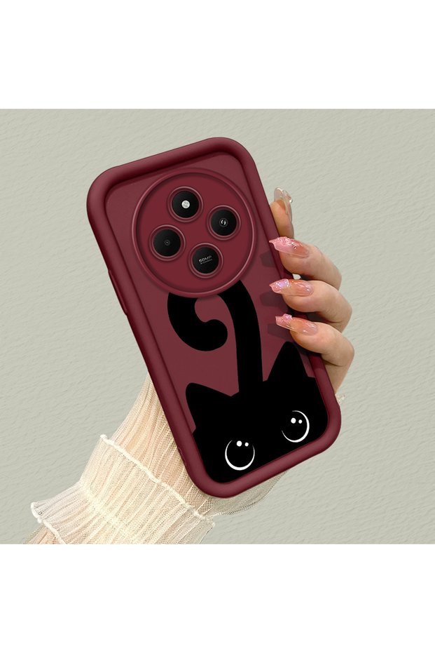 حافظة هاتف مضادة للسقوط مصنوعة من مادة السيليكون بنمط قطة متوافقة مع هاتف Redmi A4