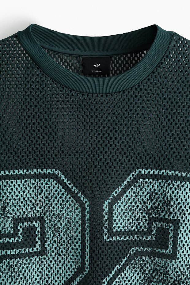 Baskılı File Tişört Oversized Fit - 6