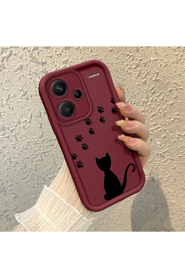 Silicone Material Anti-Fall Phone Case Cat Pattern Compatible with Redmi Note 13 Pro Plus+ 5g