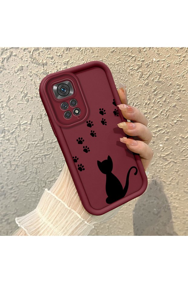 Silicone Material Anti-Fall Phone Case Cat Pattern Compatible with Redmi Note 11