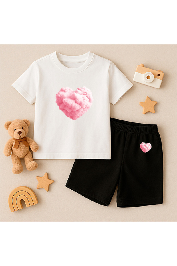 T-Shirt Shorts Kids Set 100% Cotton Comfortable Cut Casual Cute Printed 2-Piece Combination