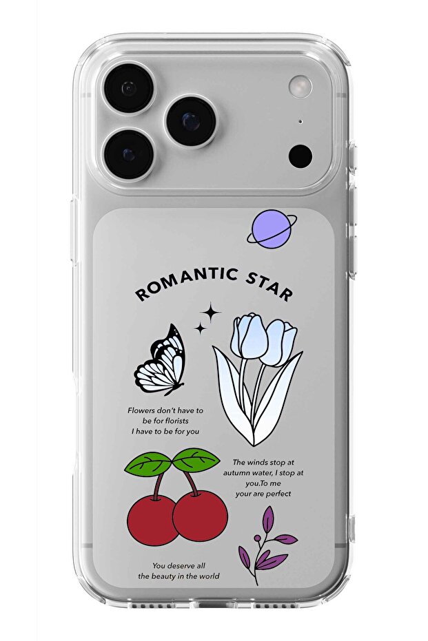 حافظة شفافة مطبوعة بتصميم رومانسي متوافقة مع هاتف iPhone 17 Pro Max - 1