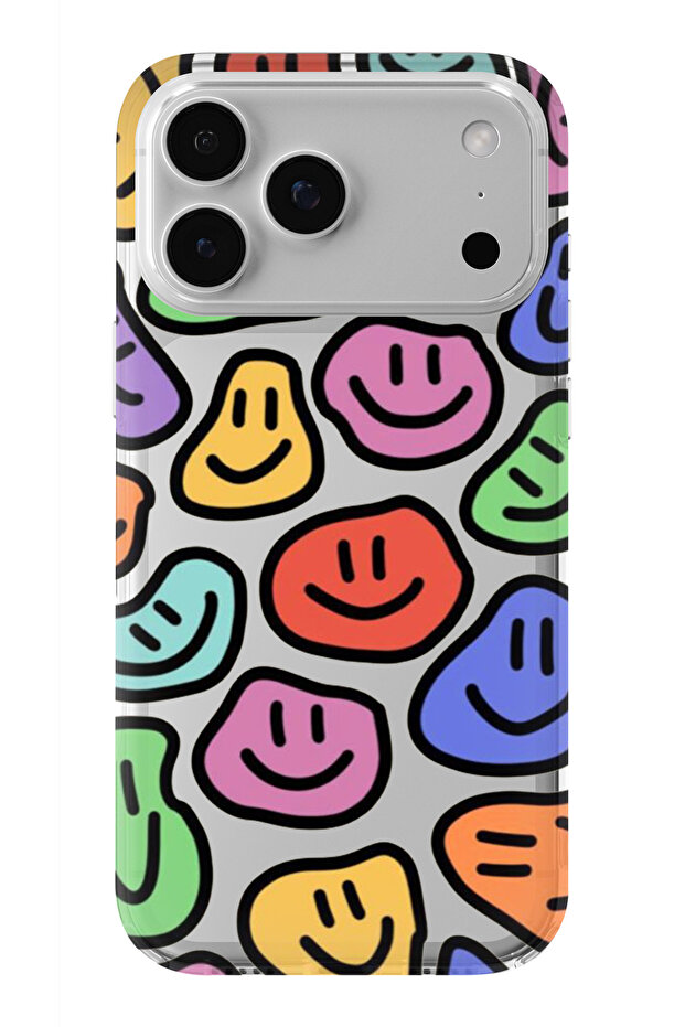 حافظة شفافة مطبوعة بتصميم سمايل متوافقة مع آيفون 17 برو - 1