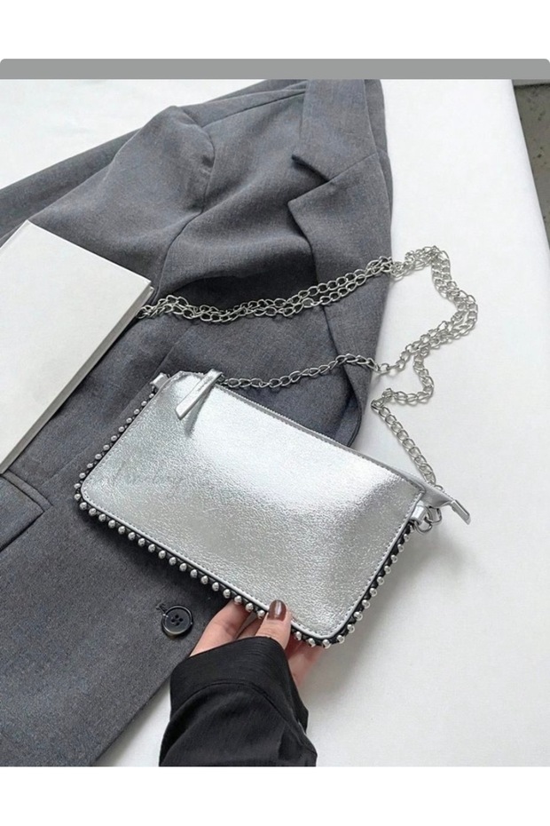 Stylish Bag with Beaded Chain Strap