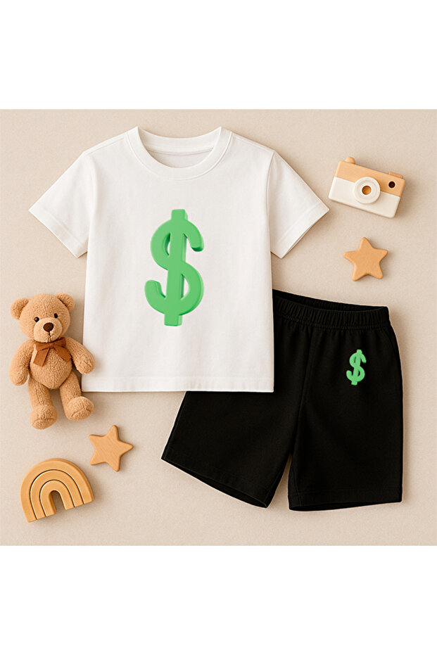 T-Shirt Shorts Kids Set 100% Cotton Comfortable Cut Casual Cute Printed 2-Piece Combination