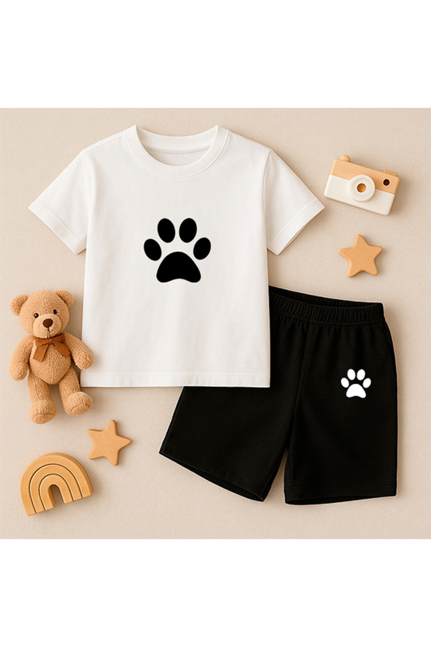 T-Shirt Shorts Kids Set 100% Cotton Comfortable Cut Casual Cute Printed 2-Piece Combination