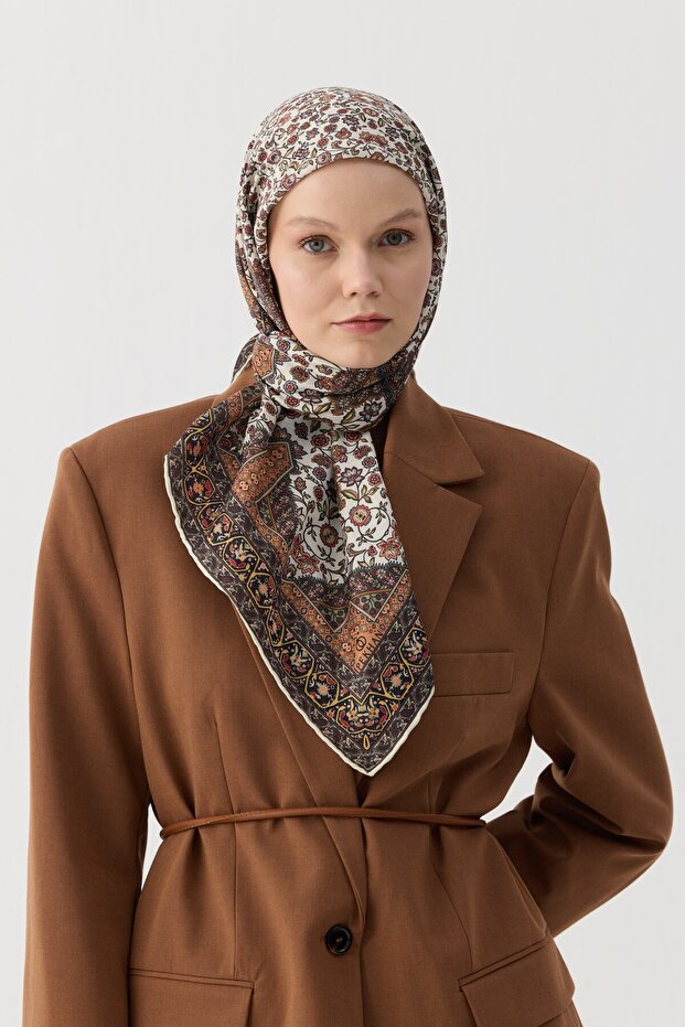 Eșarfă moale Winter Bloom 1244 Maro - 1