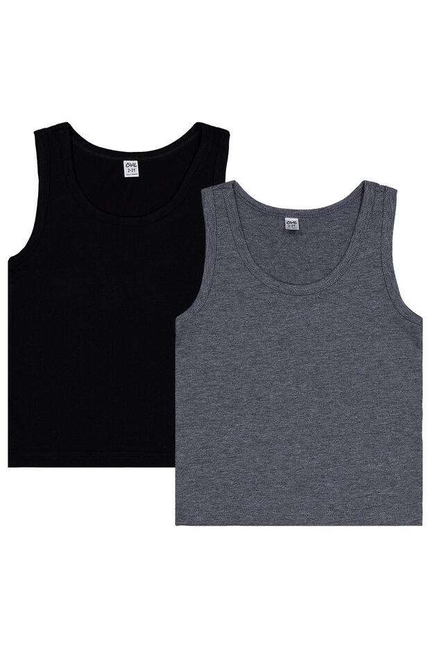 Grey-Black 2-Piece Undershirt Set for Boys Ages 2-12