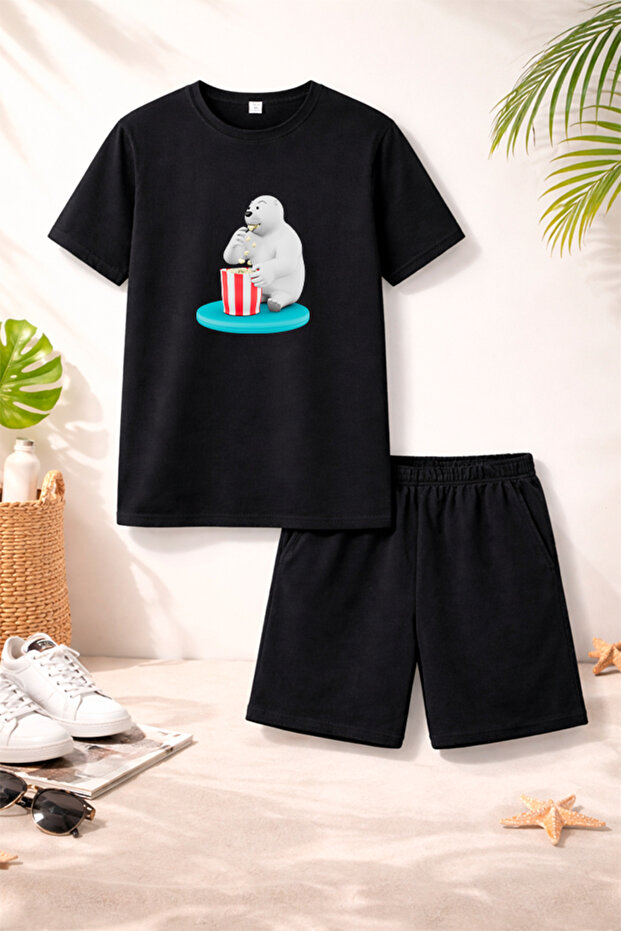 T-Shirt Shorts Kids Set 100% Cotton Comfortable Cut Casual Cute Printed 2-Piece Combination