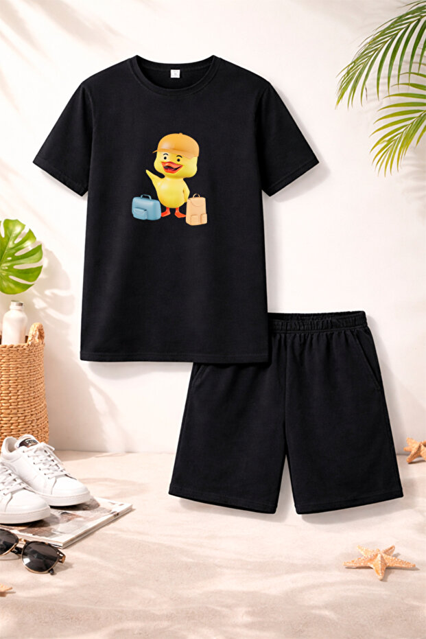 T-Shirt Shorts Kids Set 100% Cotton Comfortable Cut Casual Cute Printed 2-Piece Combination
