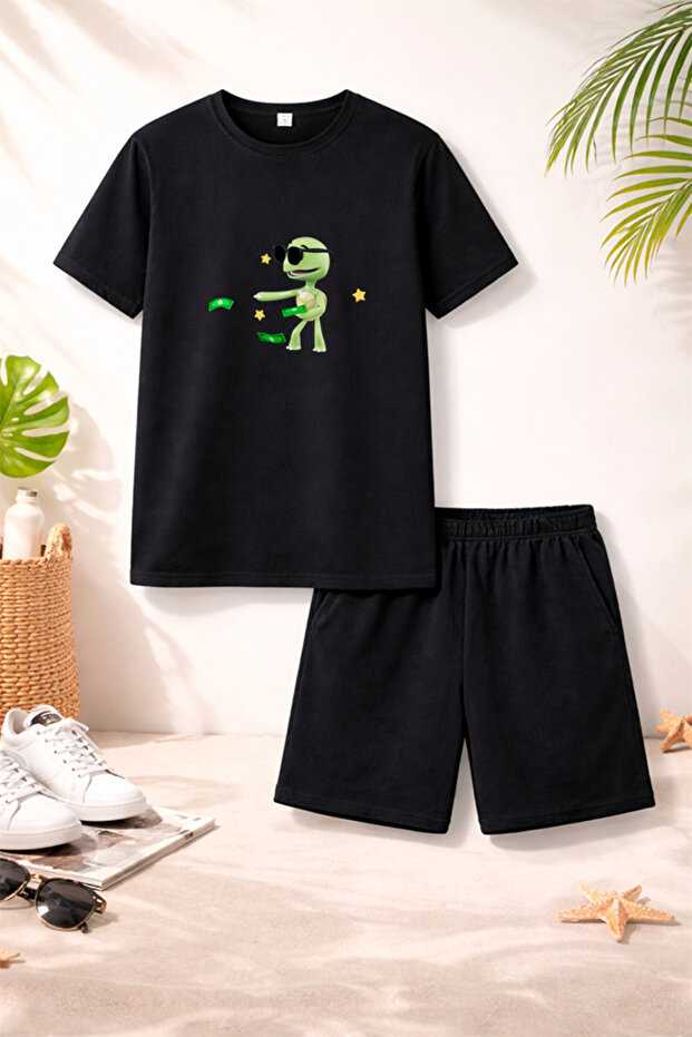T-Shirt Shorts Kids Set 100% Cotton Comfortable Cut Casual Cute Printed 2-Piece Combination