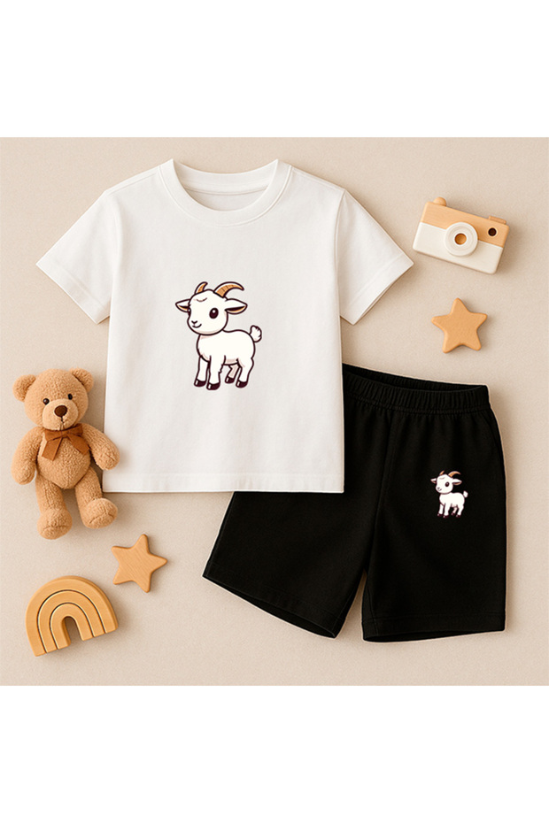 T-Shirt Shorts Kids Set 100% Cotton Comfortable Cut Casual Cute Printed 2-Piece Combination