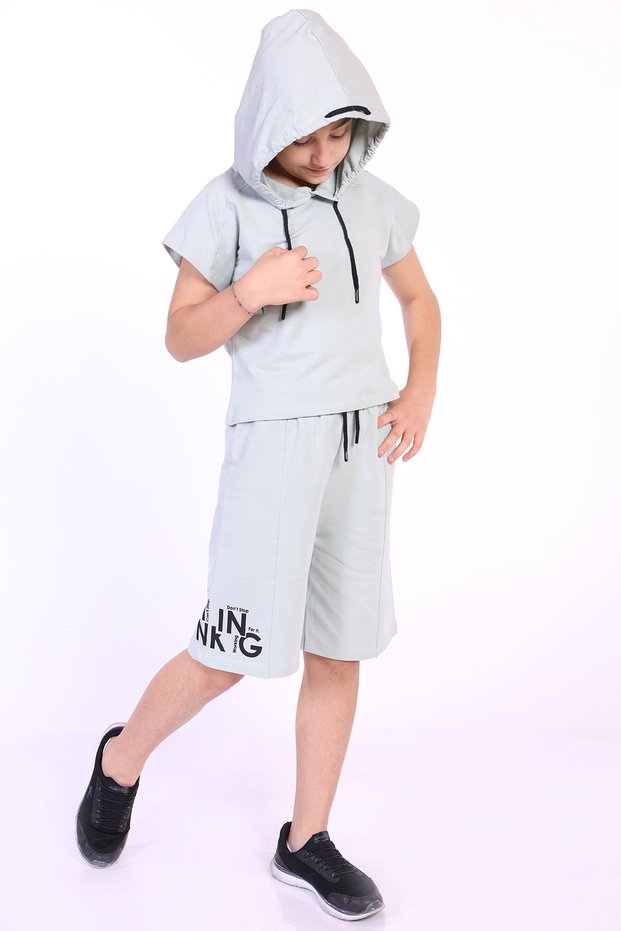 Girl's 2-Piece Set Printed Hooded T-Shirt & Capri Shorts with Elastic Waist