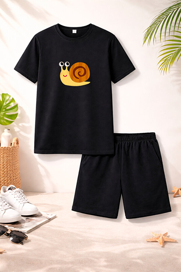 T-Shirt Shorts Kids Set 100% Cotton Comfortable Cut Casual Cute Printed 2-Piece Combination