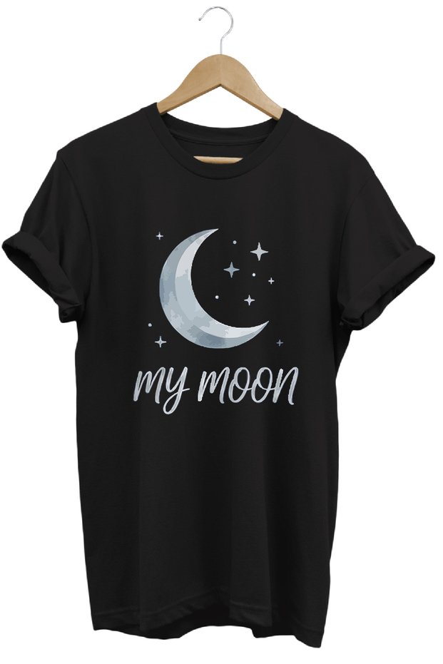 My Moon Written T-Shirt – Romantic Moon Design Lover's T-Shirt Unisex Cotton T-Shirt