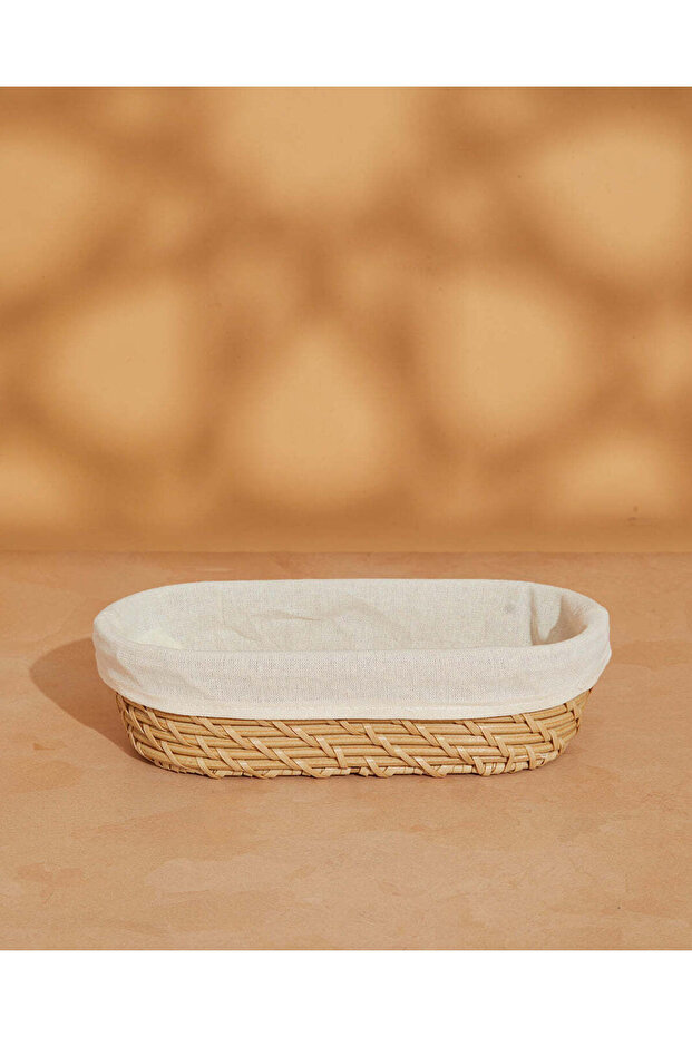 Brown Oval Basket With Fabric