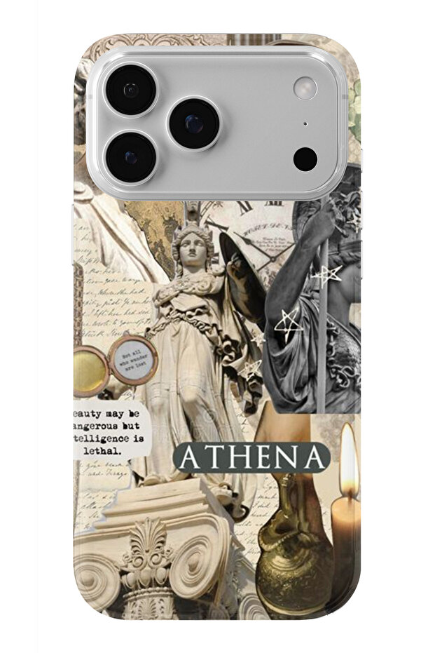 حافظة شفافة مطبوعة بتصميم أتينا كولاج متوافقة مع هاتف آيفون 17 برو ماكس - 1