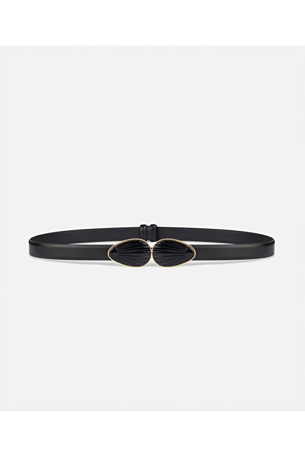Double Buckle Leather-Look Belt