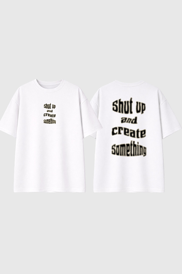 Create Something Design Printed White Oversize T-Shirt