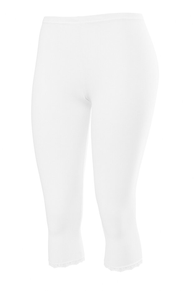 Women's White Lace Capri Leggings