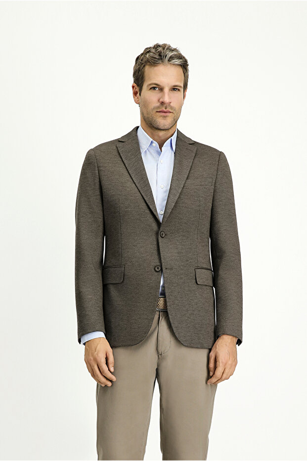 Regular Fit Klasik Desenli Örme Ceket - 2