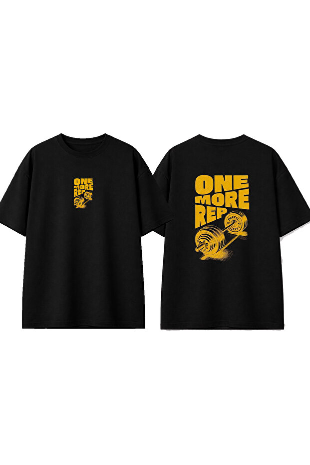 One More Bar Design Printed Black Oversize T-Shirt