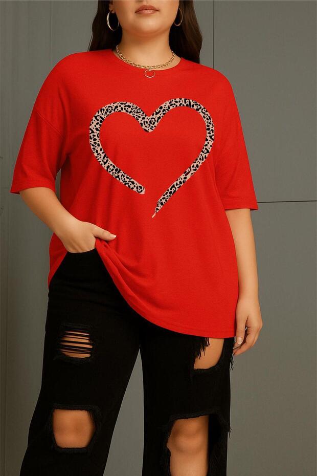 Love Women's Plus Size Oversized Printed Crew Neck Cotton T-Shirt Relaxed Fit Unisex Couple Combo