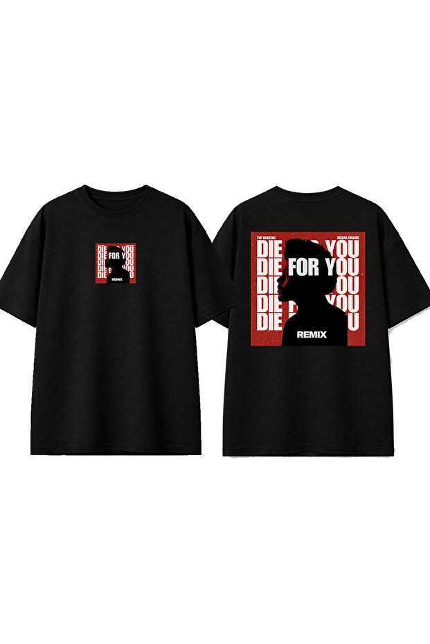 Die for U Design Printed Black Oversize T-Shirt