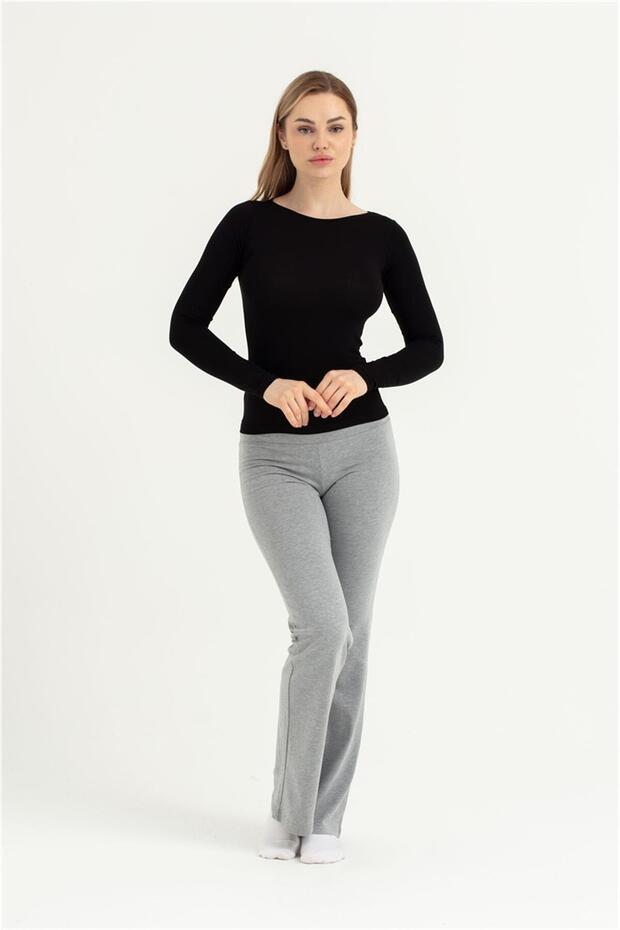 Women's Black Viscose Long Sleeve Doll Collar Bodysuit