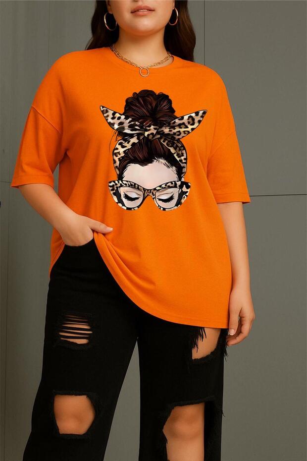 Ceny Women's Large Size Oversized Printed Crew Neck Cotton T-Shirt Relaxed Fit Unisex Lover Combi