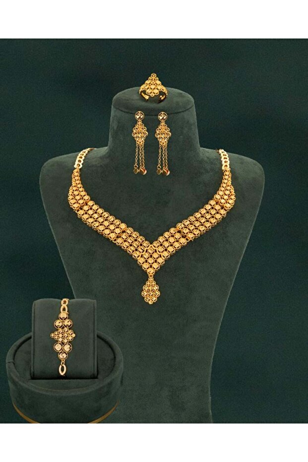طقم نسائي اكسسوار بديل الذهب طوق كلاسيكي